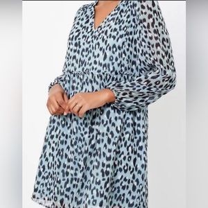 3/$25!!! Loft Light Blue Leopard Print Long Sleeve Dress Size XL